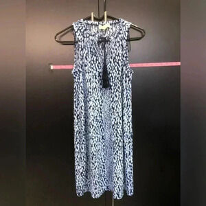 Michael Kors Sleeveless Midi Shift Dress w/Tassel Tie v-neck,soft stretch,light